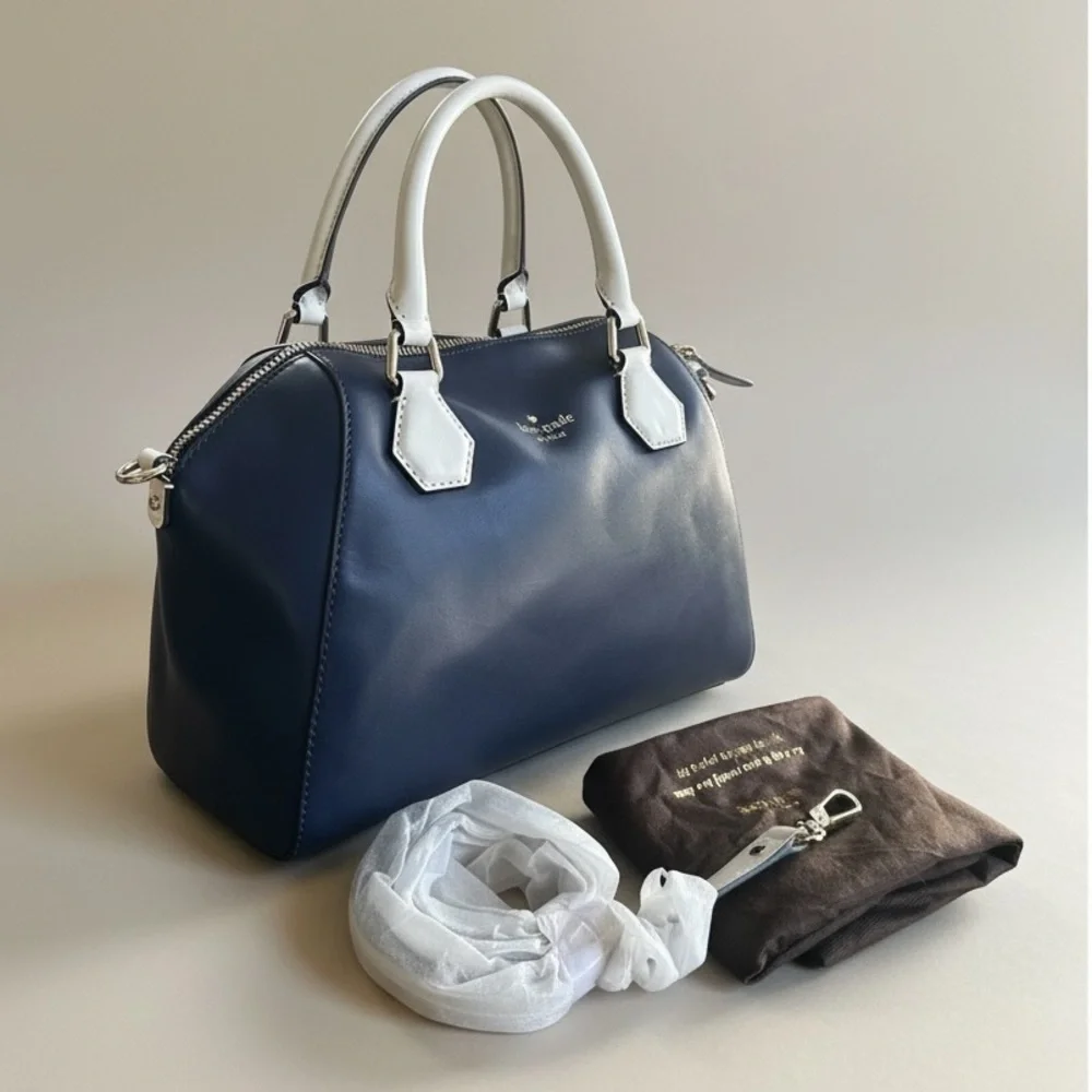 NWT Kate Spade Pippa Catherine Street Satchel French Navy Leather Bag